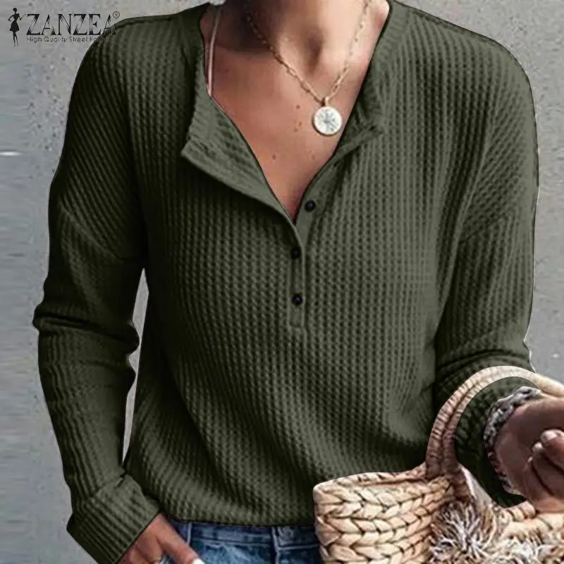 

Праздничный богемный свободный элегантный повседневный модный топ для вечеринки 2022 ZANZEA Весенняя женская блузка оверсайз с длинным рукавом...