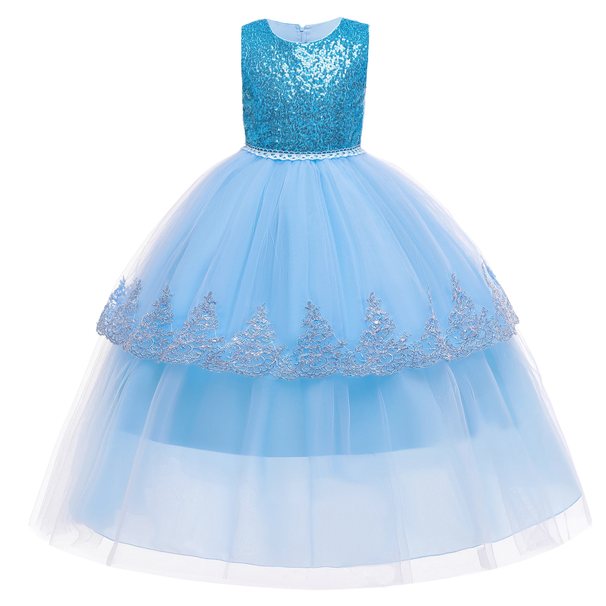 

New Children's Fashion Casual Sleeveless Multi-Layer Mesh Tutu Skirt Girls Evening Dress Flower Girl Wedding Princess Dress