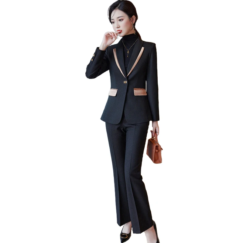 

Porfessionl Business Blazer Women Autumn Temperament 2022 New Fashion Formal Slim Blazer Top Office Ladies Work Wear Black