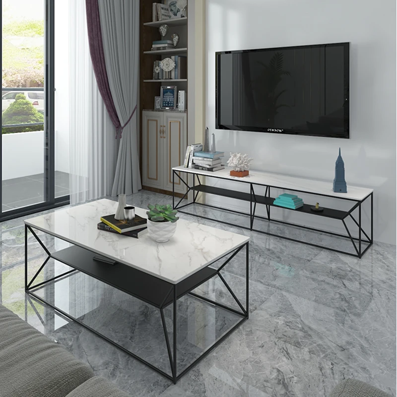 

Luxury Marble Coffee Table Modern Aesthetics Legs Metal Square Unique Tray Table Japanese Moveis Para Sala Living Room Furniture