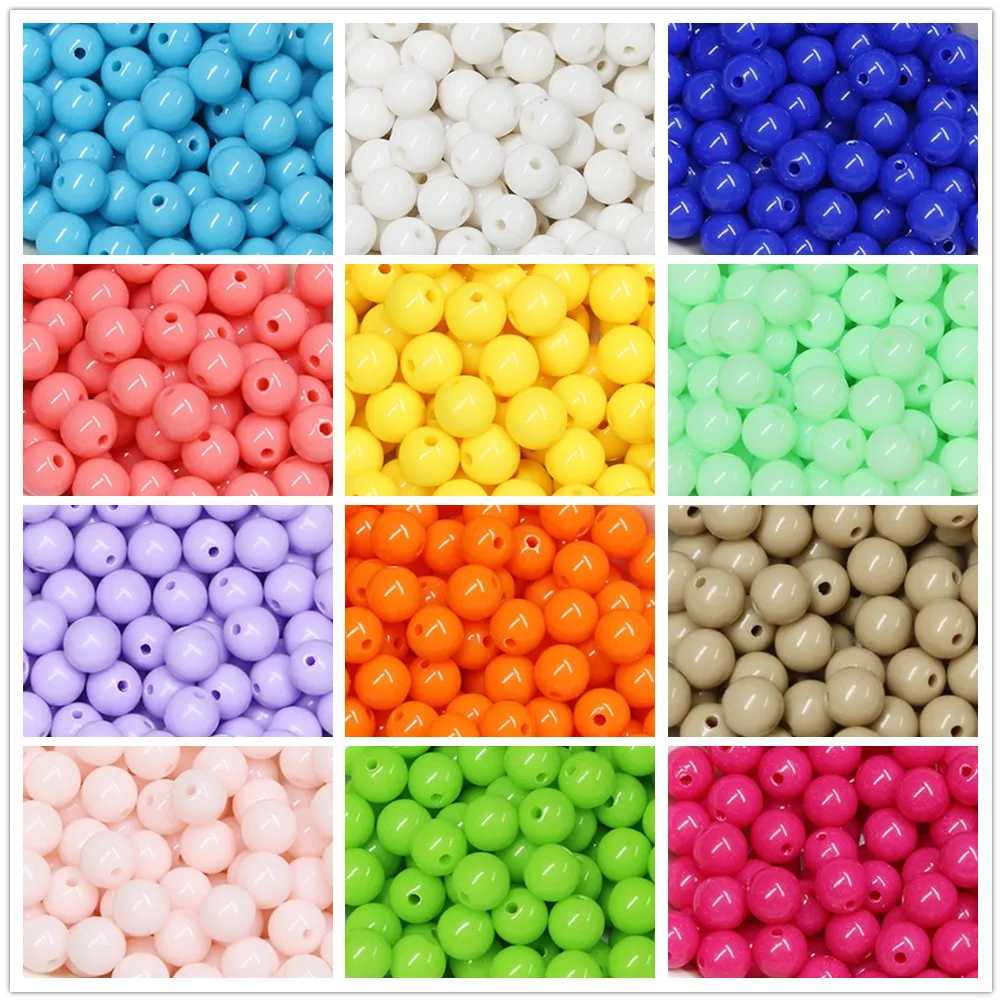 

Candy Color Acrylic Round Beads 6mm 8mm 10mm Loose Balls Spacer beads for needlework & Jewelry Making