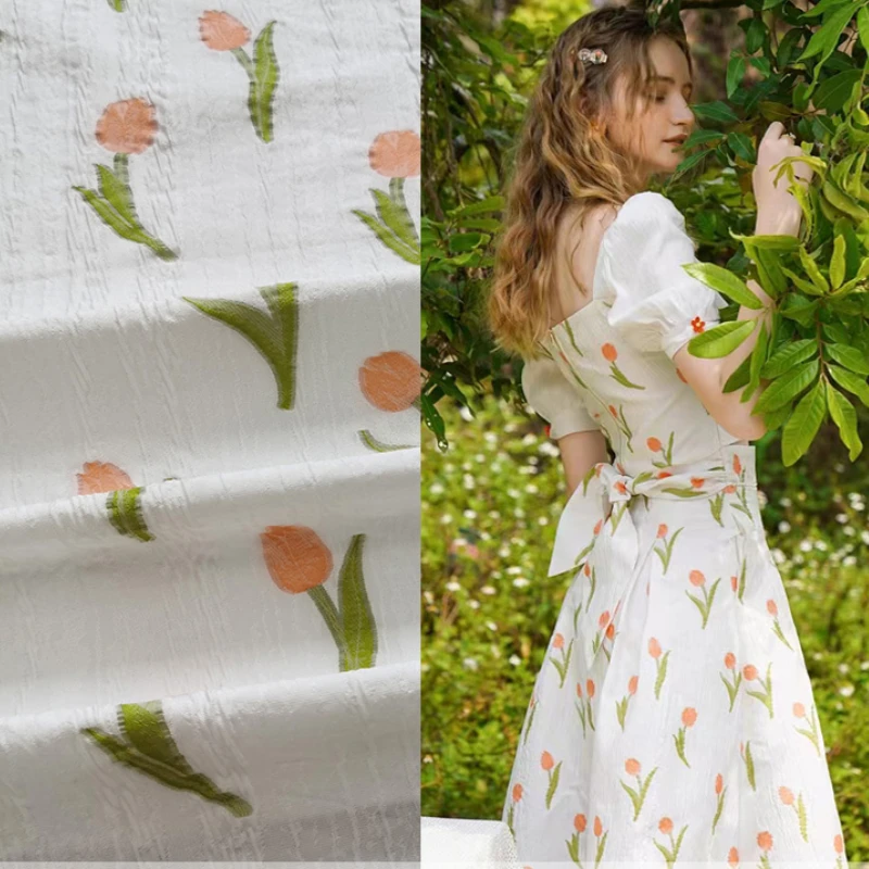 

Пряжа окрашенный жаккардовый парчовый ткань небольшой цветочный рельефный костюм для платья ткань ручной работы DIY текстильный материал н...