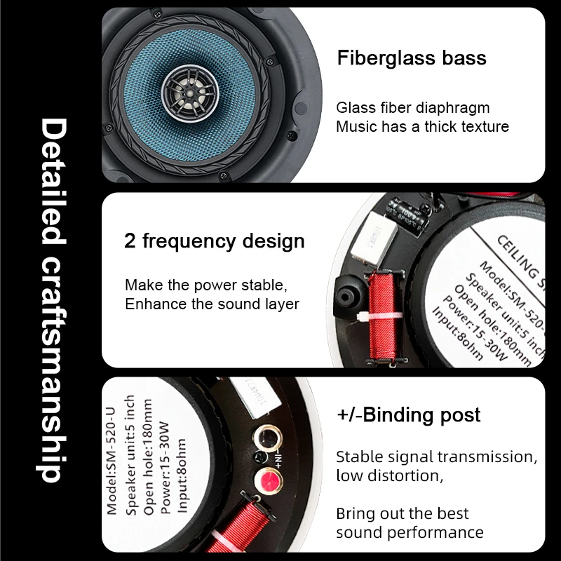 Ovatop Оптовая продажа Коаксиальный динамик 5 25-дюймовый потолочный 8 Ом с без оправы