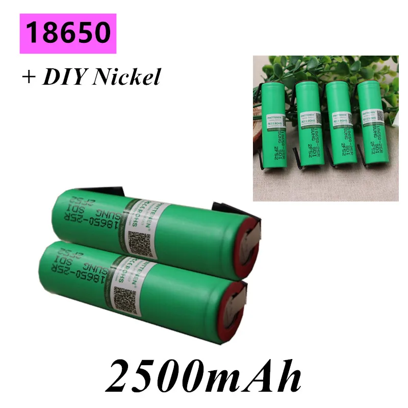 

2022 2/3/4/6/10 PCS 100% Original For Samsung 18650 2500mah battery INR18650 25R 20A discharge lithium batteries+ DIY Nickel