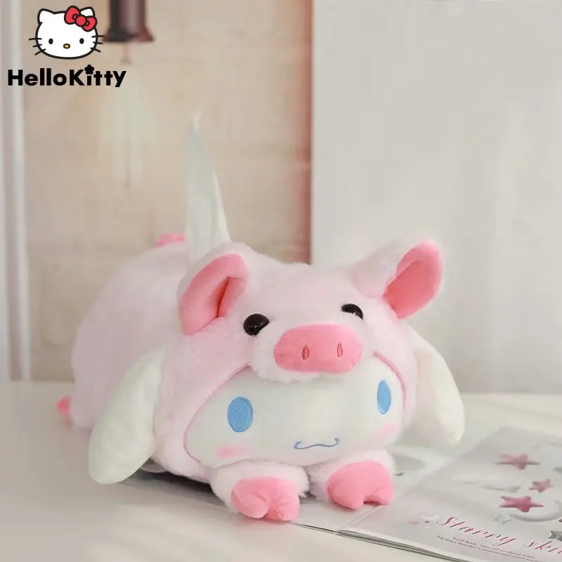 Pаспродажа Sanrio плюшевая коробка для ткани Hello Kitty Cinnamoroll My Melody Purin Мягкие плюшевые игрушки держатель для автомобильного заднего сиденья салфетка чехол а...