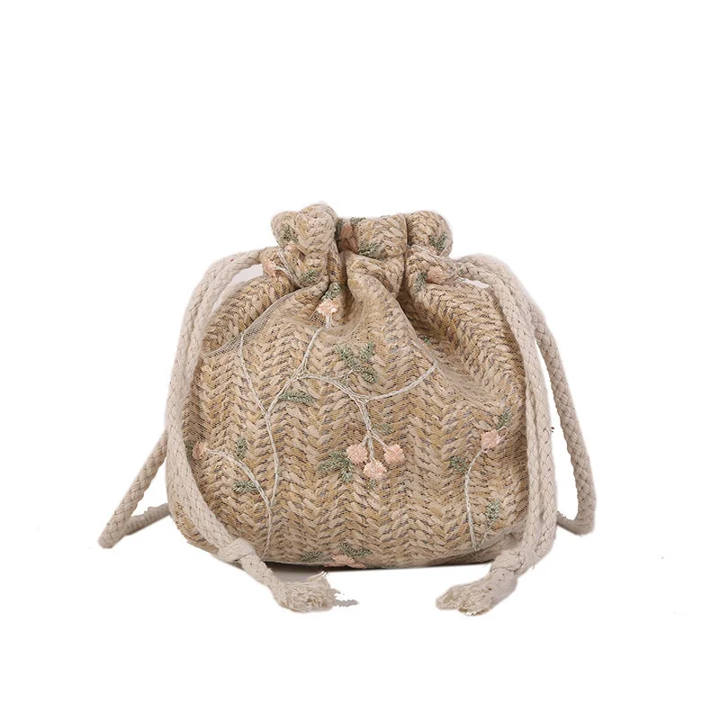 

Fashion Small Shoulder Bags Women Beach Straw Woven Flower Embroidery Bags Ladies Lace Crossbody Handbags For Travel 1PC