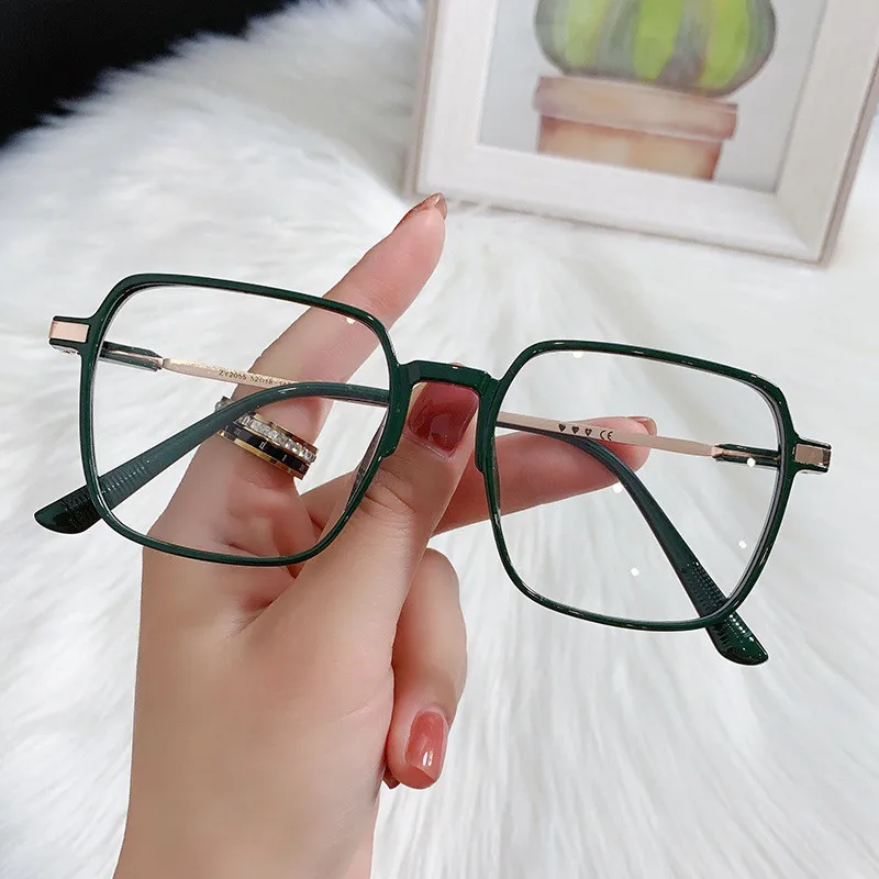 

Square Finished Myopia Glasses Women Men Oversized Prescription Nearsighted Eyewear With Diopters Minus -1.0 -1.5 -2.0 To -6.0