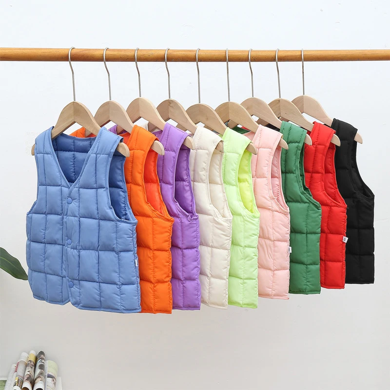 

Autumn Kids Baby Boys Girls V-neck Keep Warm Vest Winter Kids Baby Boys Girls Pure Color Children Waistcoat Coat