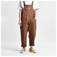 spring summer mens pants multi pocket trendy cotton solid color jumpsuit suspender overalls street mens clothing streetwear