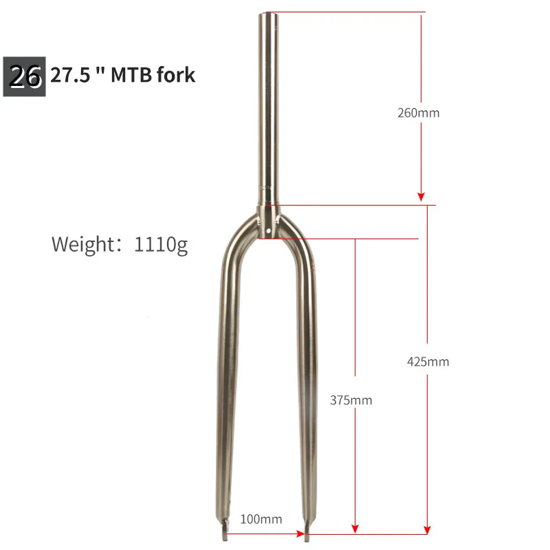 

Tsunami-Chrome-Molybdenum Steel Front Fork, Hard Fork, Black and Silver, Mountain Tourer, 26 ", 27.5", 29"