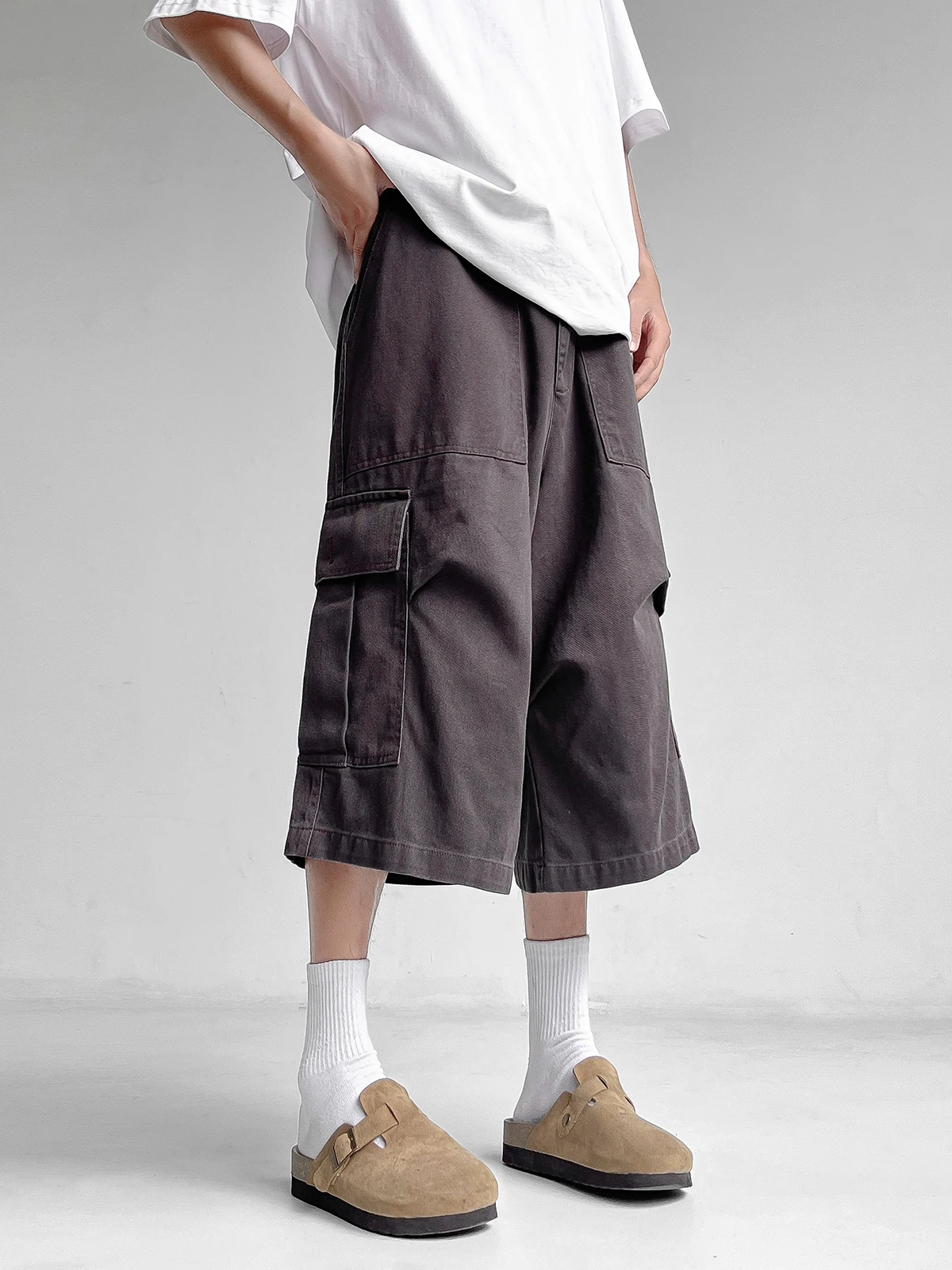 Summer Thin Cropped Overalls Men's Straight Casual Fashion Brand Pu Shuai Sports High Street Youth American Short Pants