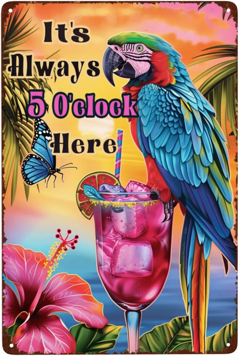 OMMY Decor 8 x 12 дюймов 5 часов Somewhere Metl Br Sgn Hppy She Shed Mn Cve