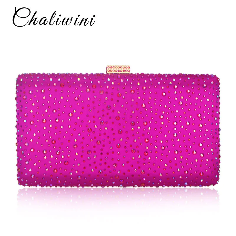 

Dazzling 3 Color Golden Crystal Clutch Evening Bag Wedding Party Box Handbag And Purse Women Minaudiere Bag