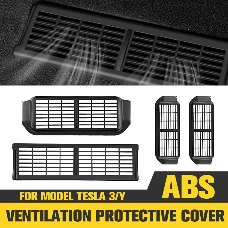 ABS 2Pcs Tesla Car Under-Seat Vent Protection Cover For Model 3/Y Hollow Out Design Air Outlet Accessories Easy to Install