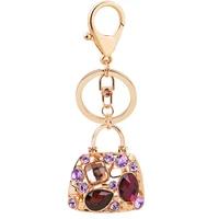creative crystal 3d hollow design handbag keyrings women bag charm pendant car keychains fashion key chain ring gifts wholesale