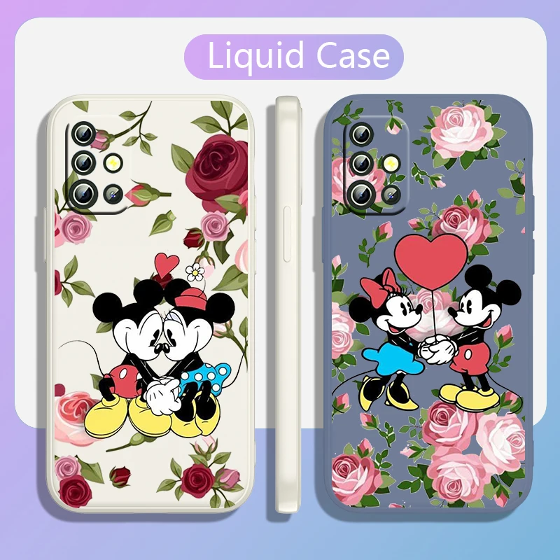 

Mickey Disney Minnie Mouse For Samsung A71 A50 A30 A30 A20 A10 A20 J7 J6 J5 J4 J3 Plus Prime Liquid Rope Silicone Phone Case