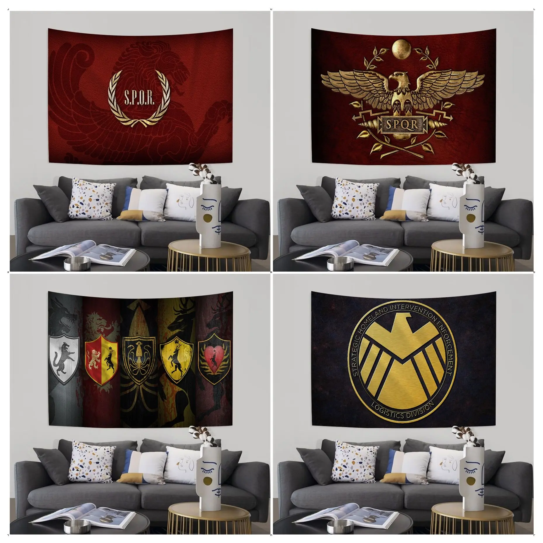 

SPQR- Roman Empire Standard Shield Wall Tapestry Art Science Fiction Room Home Decor Wall Art Decor