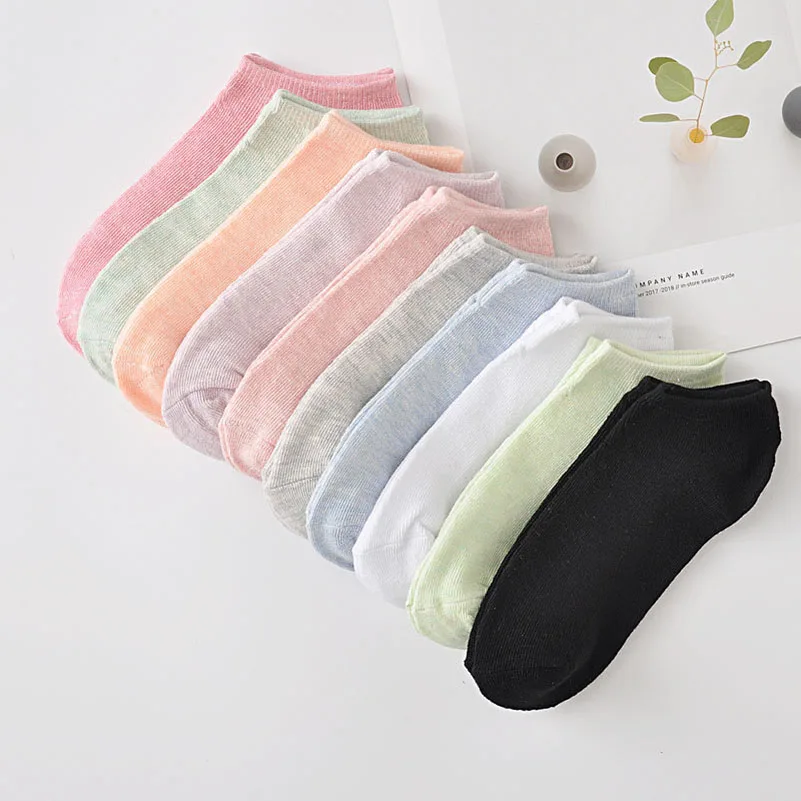 

10pcs=5Pairs/lot Ankle Socks Womens Female Girls Soft Cotton Casual Fashion Simple Soild Candy Colors Short Socks Spring Summer