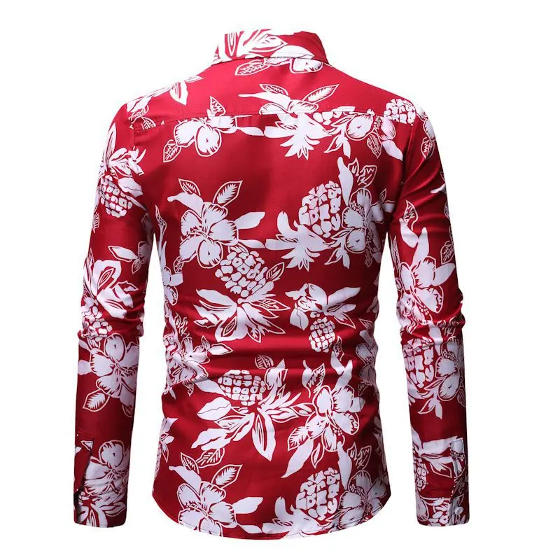 Mattswag Mens Blue White Printed T Shirts Spring Autumn Long Sleeve Fashion Men's Shirts Casual Slim Fit Camisa Hombre Clothing