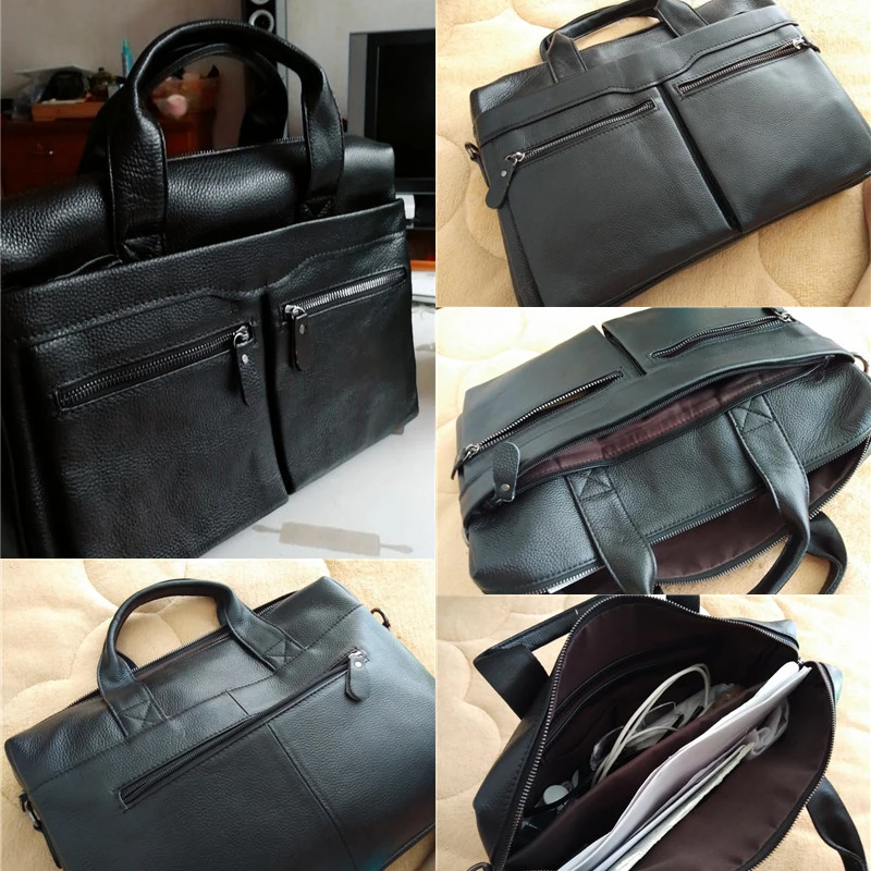 Fashion Men's Bag Genuine Leather Briefcase Men Handbags Business Computer Bag Cow Leather Shoulder Messenger Bag Man Laptop Bag