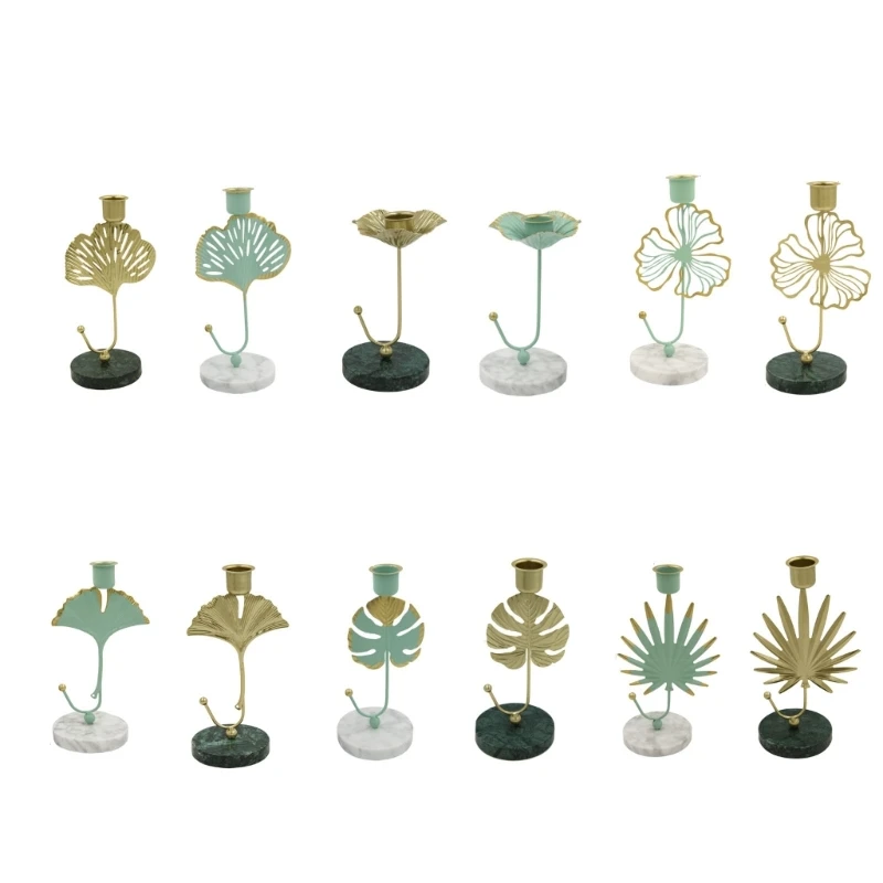 

Nordic Style Candle Stand Marble Base Romantic Turtles Leaves Wedding Party Iron
