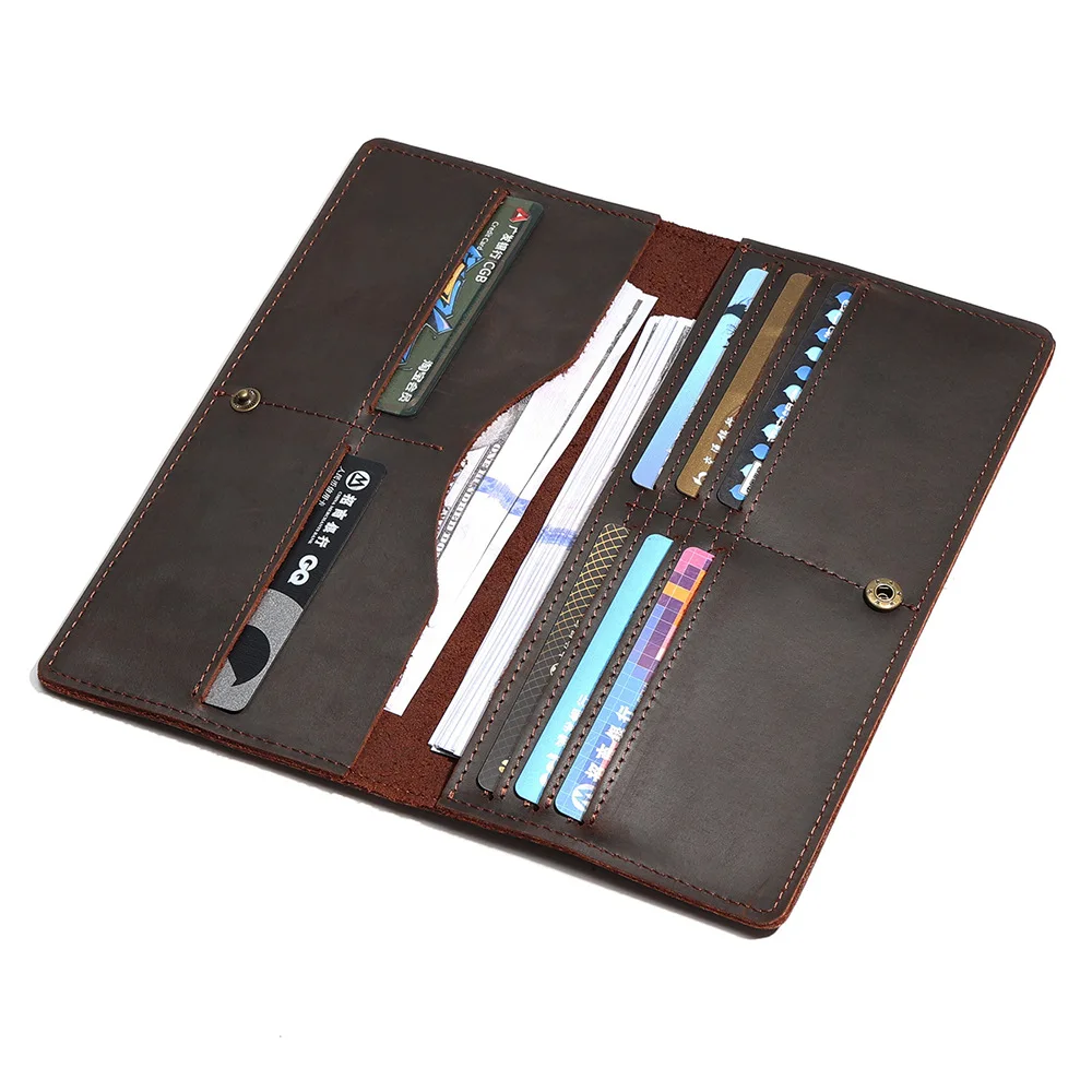 New Product Wallet Men's Leather Wallet Crazy Horse Leather Retro Long Handbag Cowhide Wallet Men's Wallet Wholesale