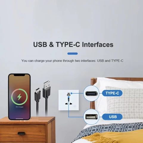 Tuya TYSH 16A Power Smart Plug Умная розетка Wifi Закаленное стекло Универсальная настенная розетка Alexa Voice Control Умная USB-розетка