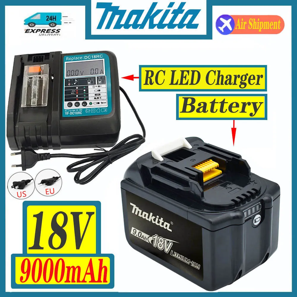 

100% Оригинальная Аккумуляторная батарея Makita 18В 9 Ач, для Makita BL1830 BL1830B BL1840 BL1840B BL1850 BL1850B, аккумулятор для электроинструментов