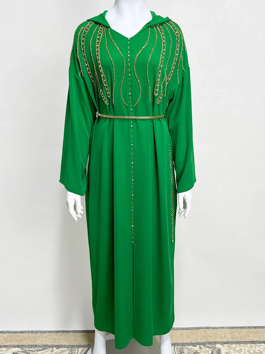 Ид Длинные платья с капюшоном и бриллиантами для женщин Платье Джалабия