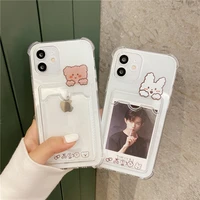jome cute bear cartoon rabbit shockproof phone case for iphone 11 12 13 pro xs max x xr 7 8 6 plus soft wallet cover card holder