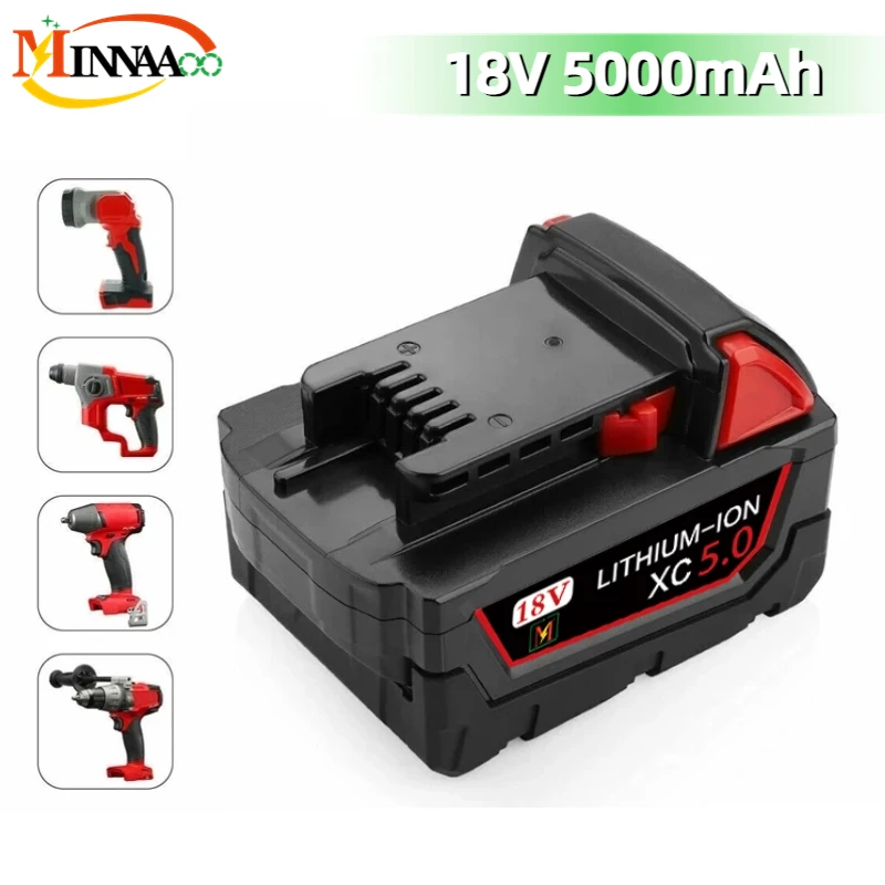 

18V 12.0Ah Replacement for Milwaukee M18 XC Lithium Battery 48-11-1860 48-11-1850 48-11-1840 48-11-1820 Rechargeable Batteries