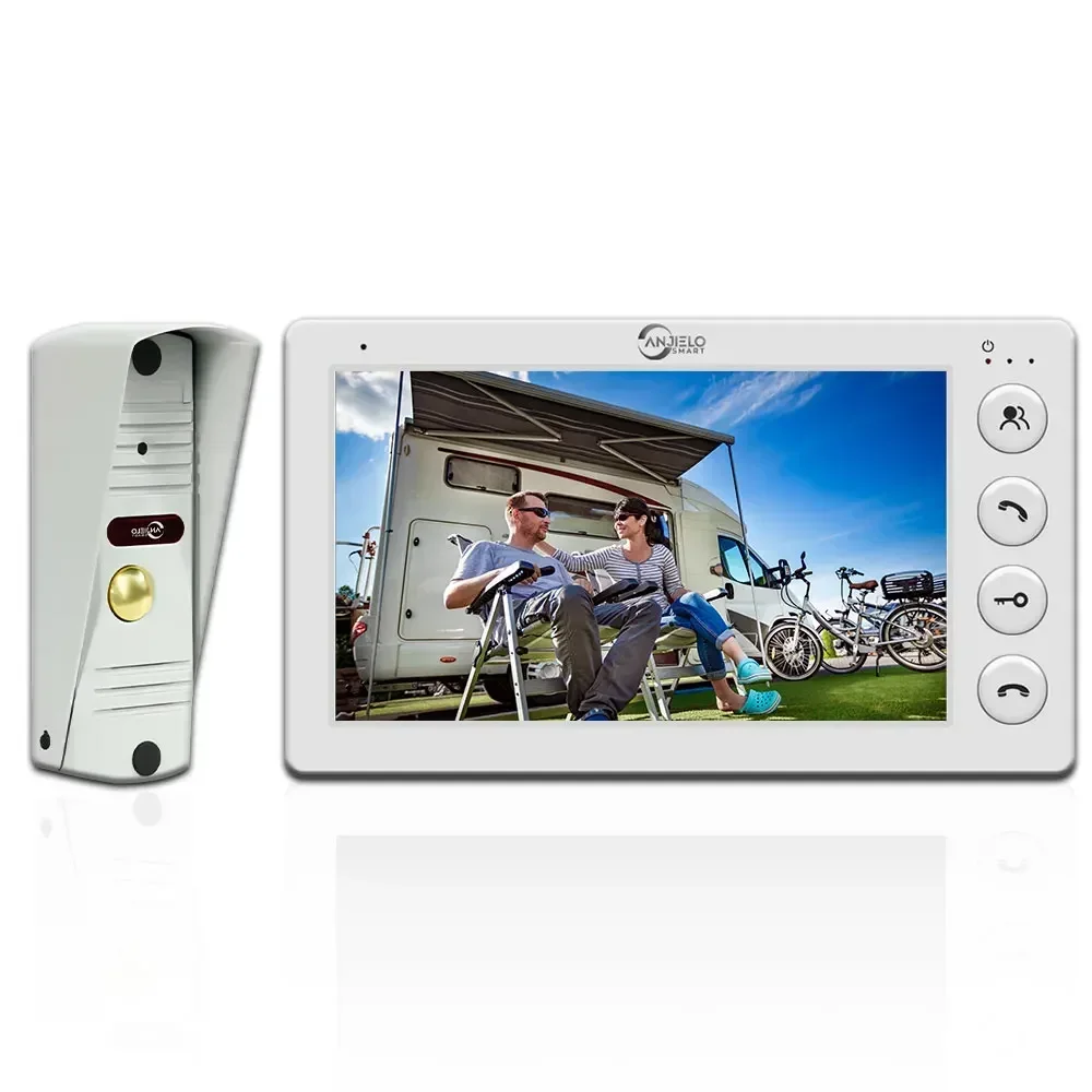 

7-дюймовый видеодомофон для домашнего видеодомофона IP65 Открытый металлический дверной звонок 4 провода 1000TVL