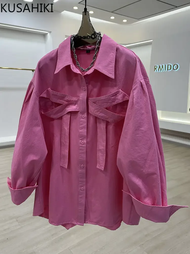 Женская Осенняя блузка с длинным рукавом и отложным воротником