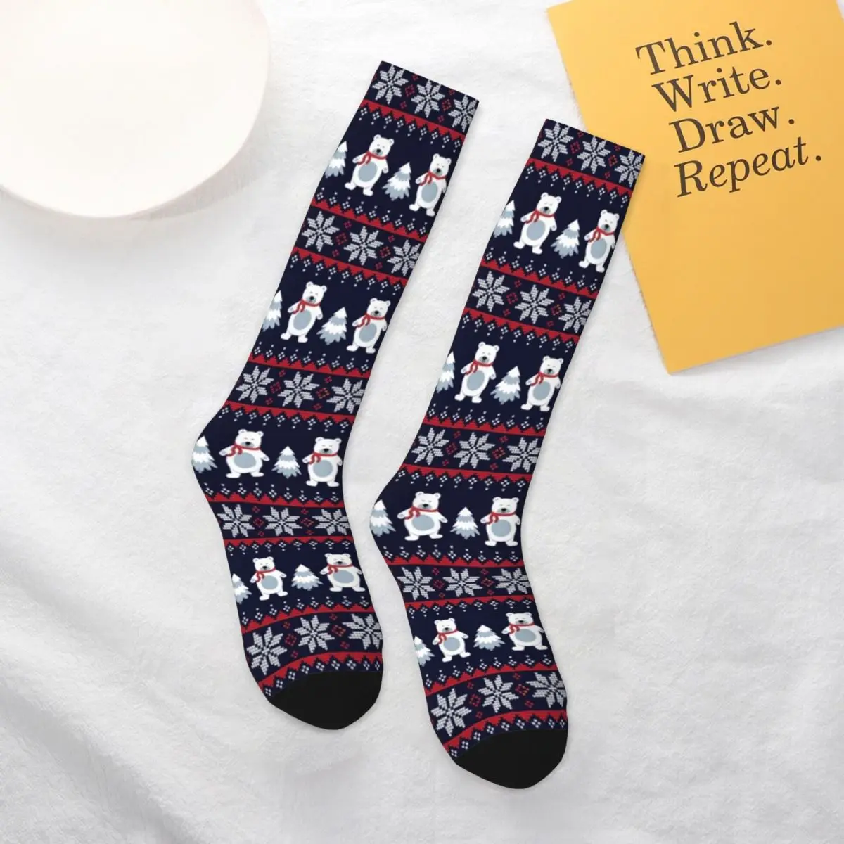 

Christmas Winter Bear Socks Cartoon Adorable Animal Unisex Cool Mid Stockings Large Chemical Fiber Soft Gym Socks