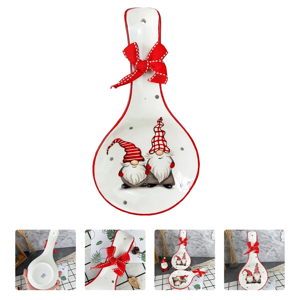 

Spoon Rest Holder Christmas Ceramicchopstick Stove Kitchen Gifts Utensil Gnome Spatula Holiday Stand Farmhouse Santa