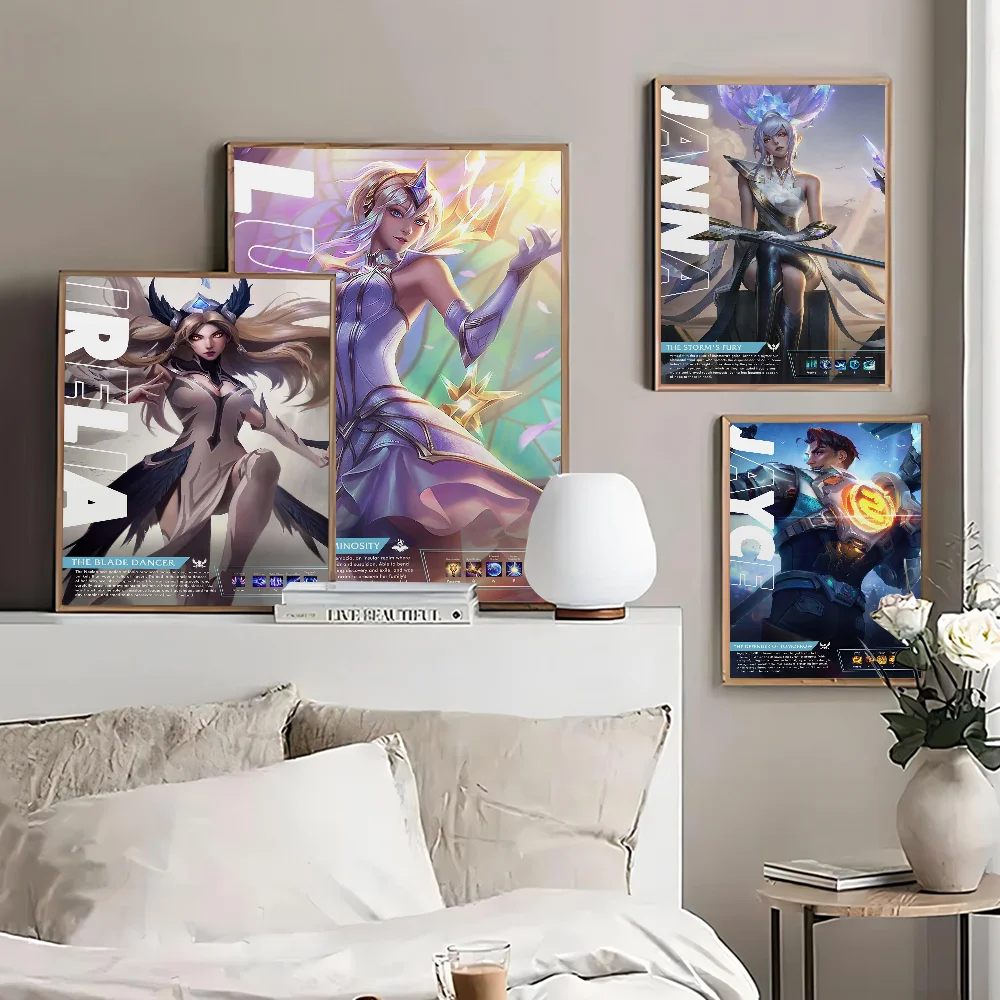 Популярный плакат с персонажами игры Лига Легенд самоклеящийся художественный