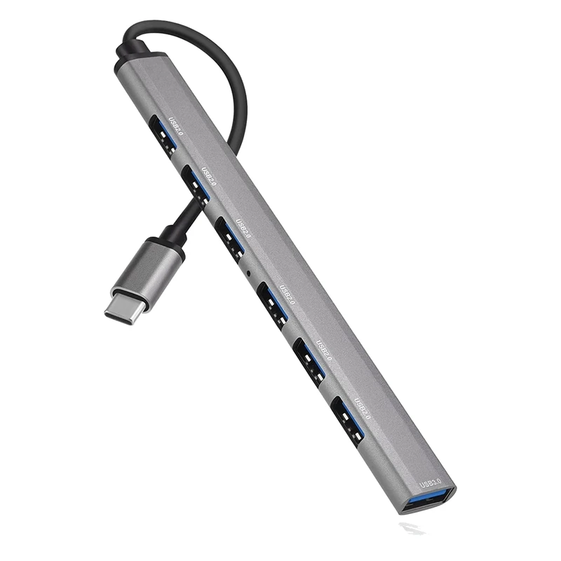 

7 Ports USB C Hub USB C To USB 3.0 Hub With 1 USB 3.0 Data Ports + 6 USB 2.0 Data Ports Hub Docking Station For PC Laptop