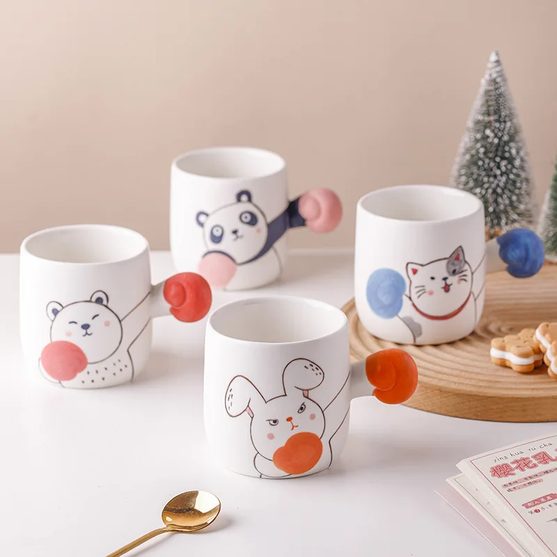 

Cute Cartoon Creativity Ceramic Cup Water Cup Juice Cup Breakfast Cup Coffee Cup Tea Cup Household Boxing Animal Cup