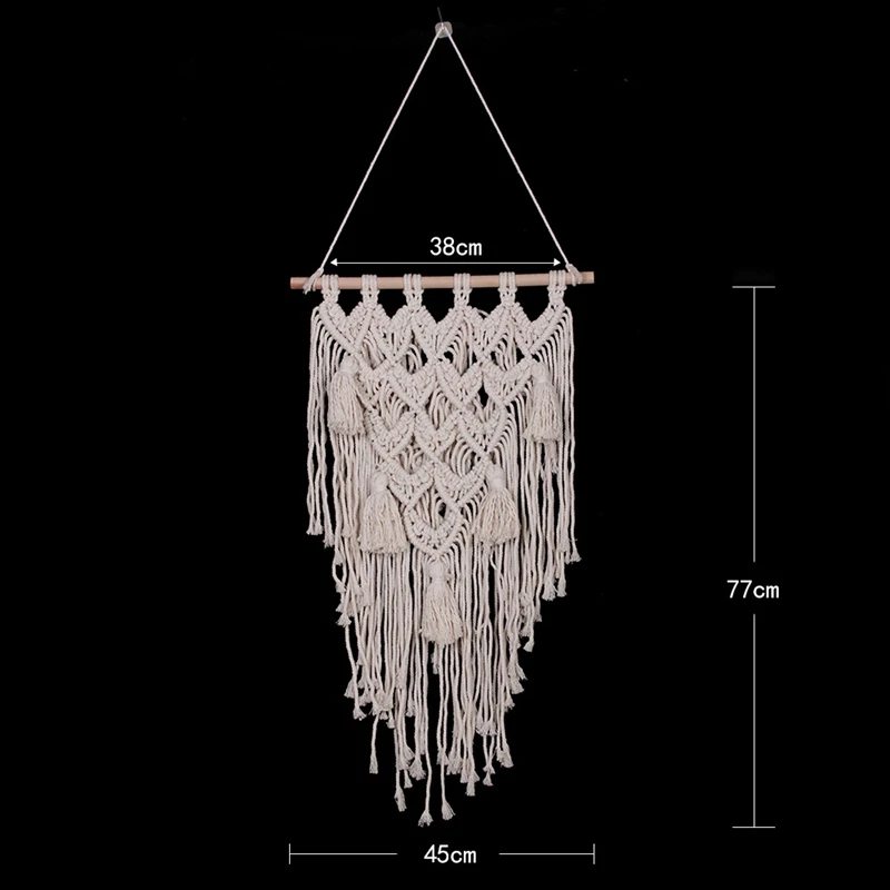 Macrame Boho Wall Hanging Decor Woven Tapestry Chic Cotton Handmade Bohemian Art With Long Tassel For Home Decoration