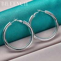 blueench 925 sterling silver chunky round simple earrings for wom engagement wedding fashion fine glamour jewelry