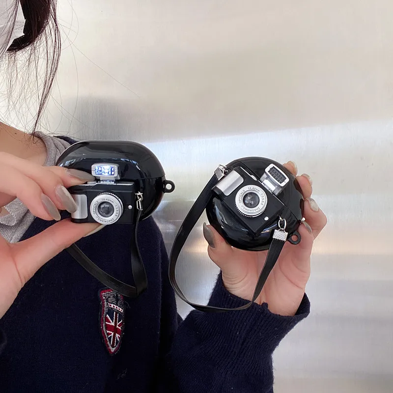 

For huawei freebuds 4i headset case,3D Camera Can Light Up for Huawei freebuds 3 4 pro Soft Silicone Lanyard Earphone Case Coque