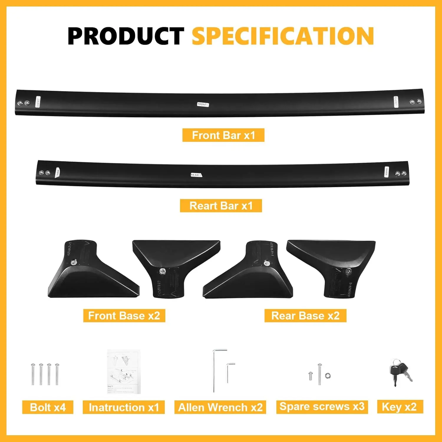 Поперечные дуги багажника на крышу для Toyota RAV4 2019-2025 (не LE 22-25/Adventure/TRD Off-Road/Hybrid Woodland