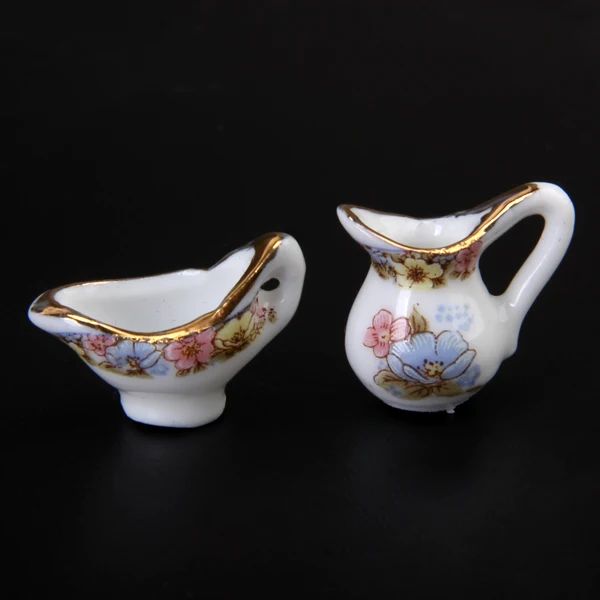 

Set of 40PCS Flower Design Charms Tea Cup Plate Set for Dollhouse