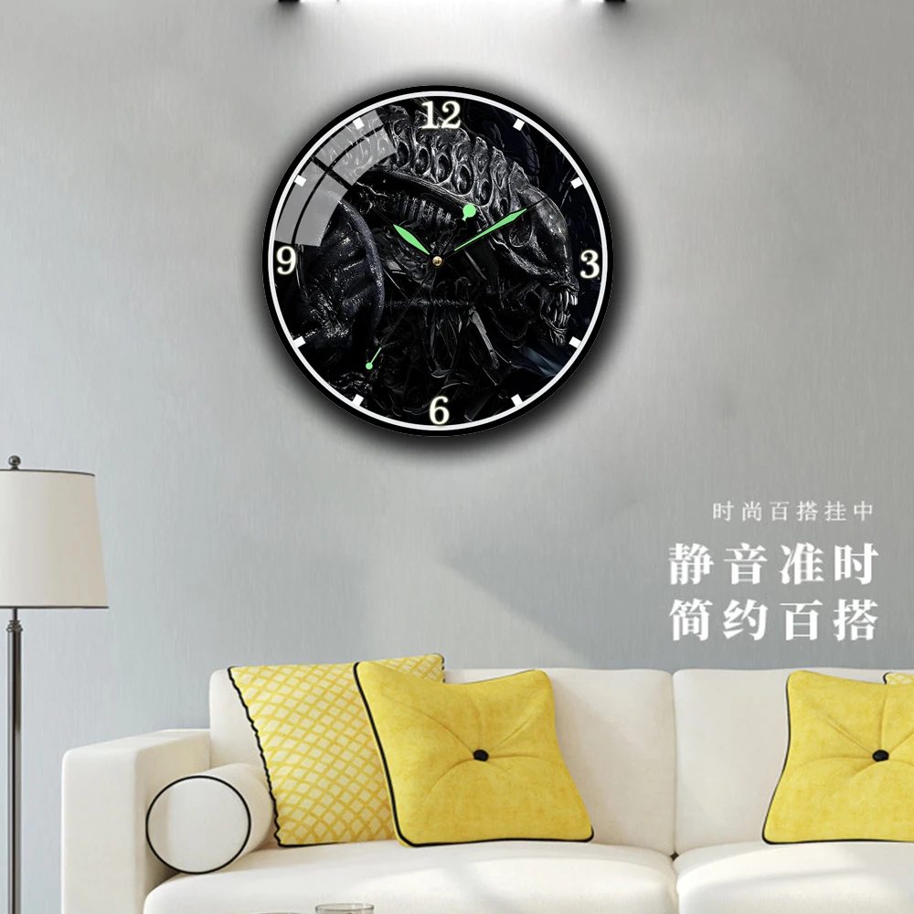 

Movie Alien Acrylic Wall Clock Monster Luminous Function Modern Design Wall Hanging Watch Horologe