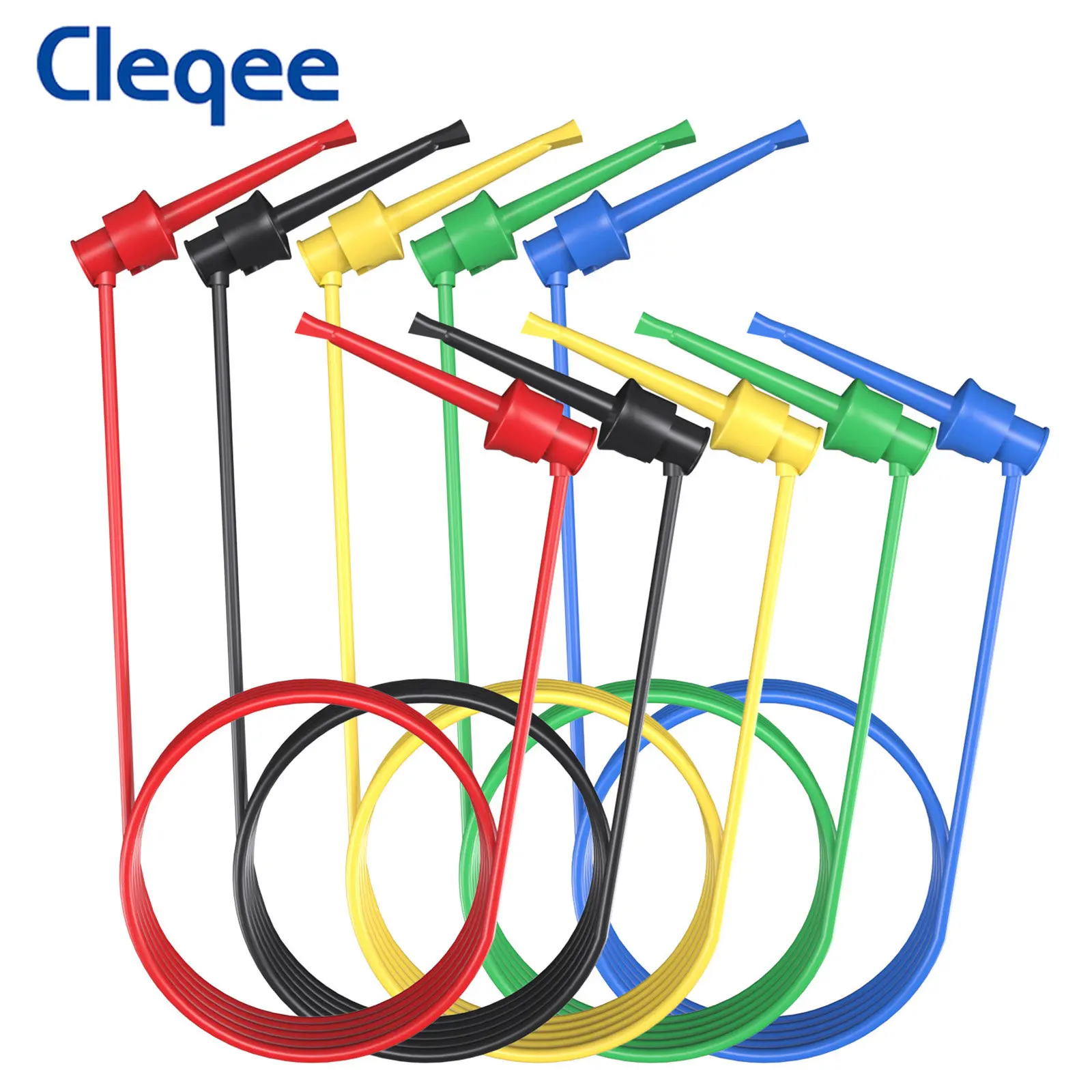 Cleqee P1520 5 шт. тестовый крючок с зажимом для мини-захватщика тестовые провода SMD IC инструмент силиконовая перемычка 20AWG электрический 50 см тестовый кабель