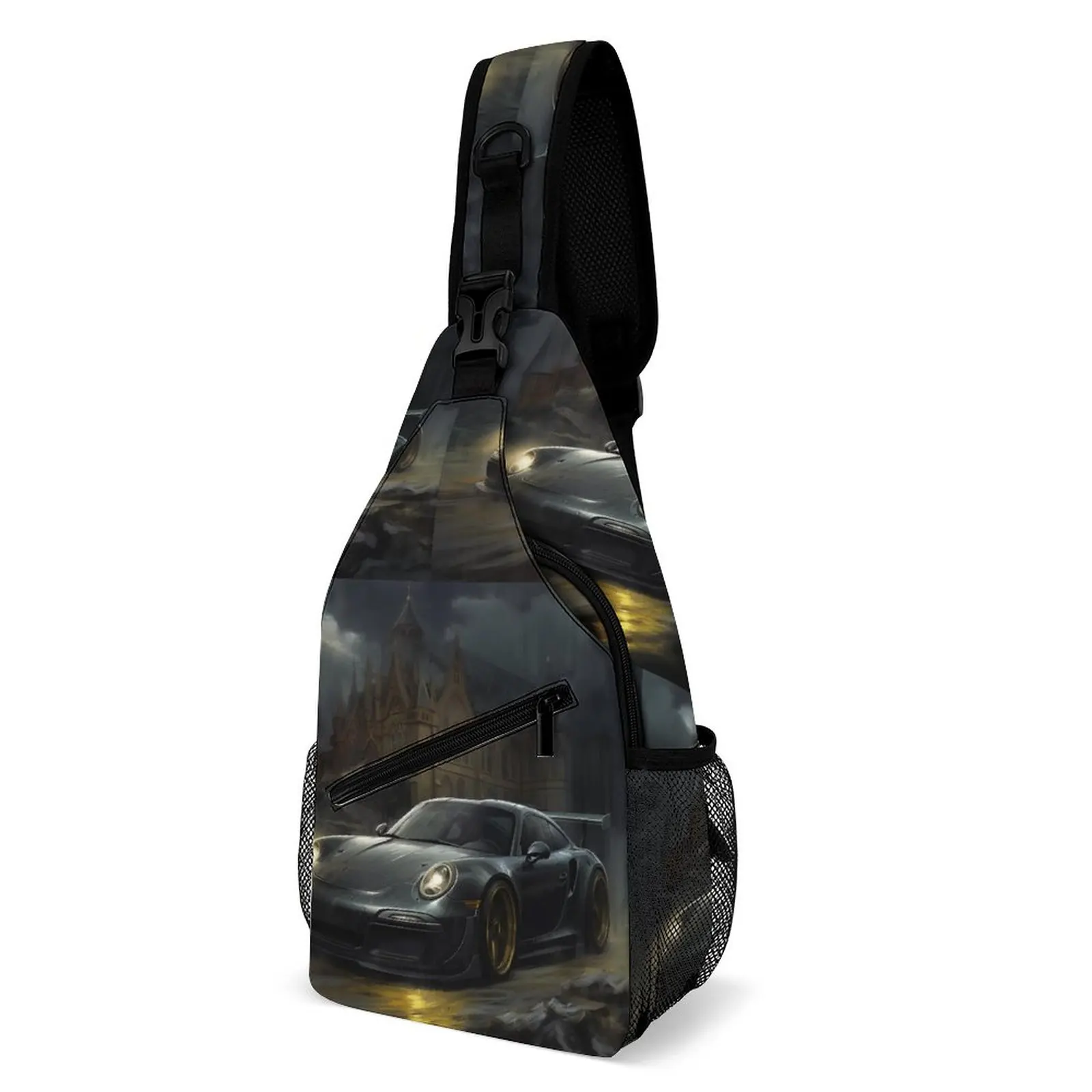 

Classic Sports Car Shoulder Bags Gothic Mystic Chest Bag Unisex Trekking Outdoor Style Sling Bag Business Print Crossbody Bags