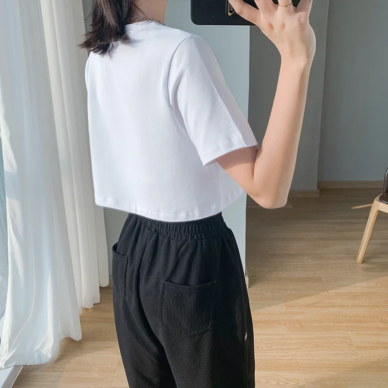 Женская однотонная футболка с коротким рукавом