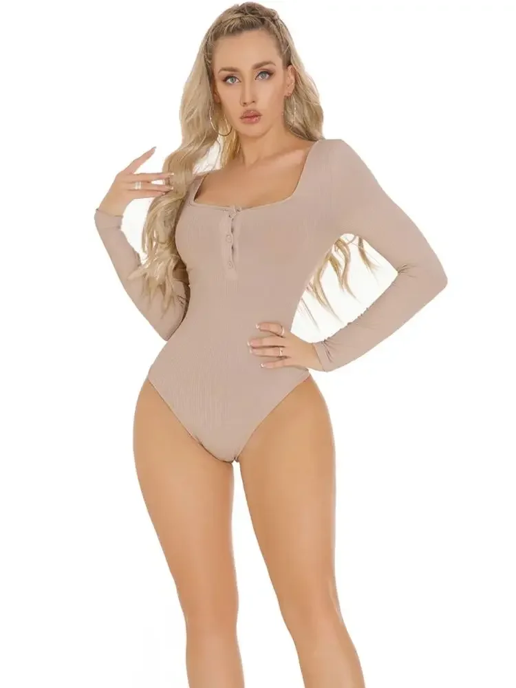 Большой U-образный вырез длинный рукав искусственная кожа пуговицы открытая