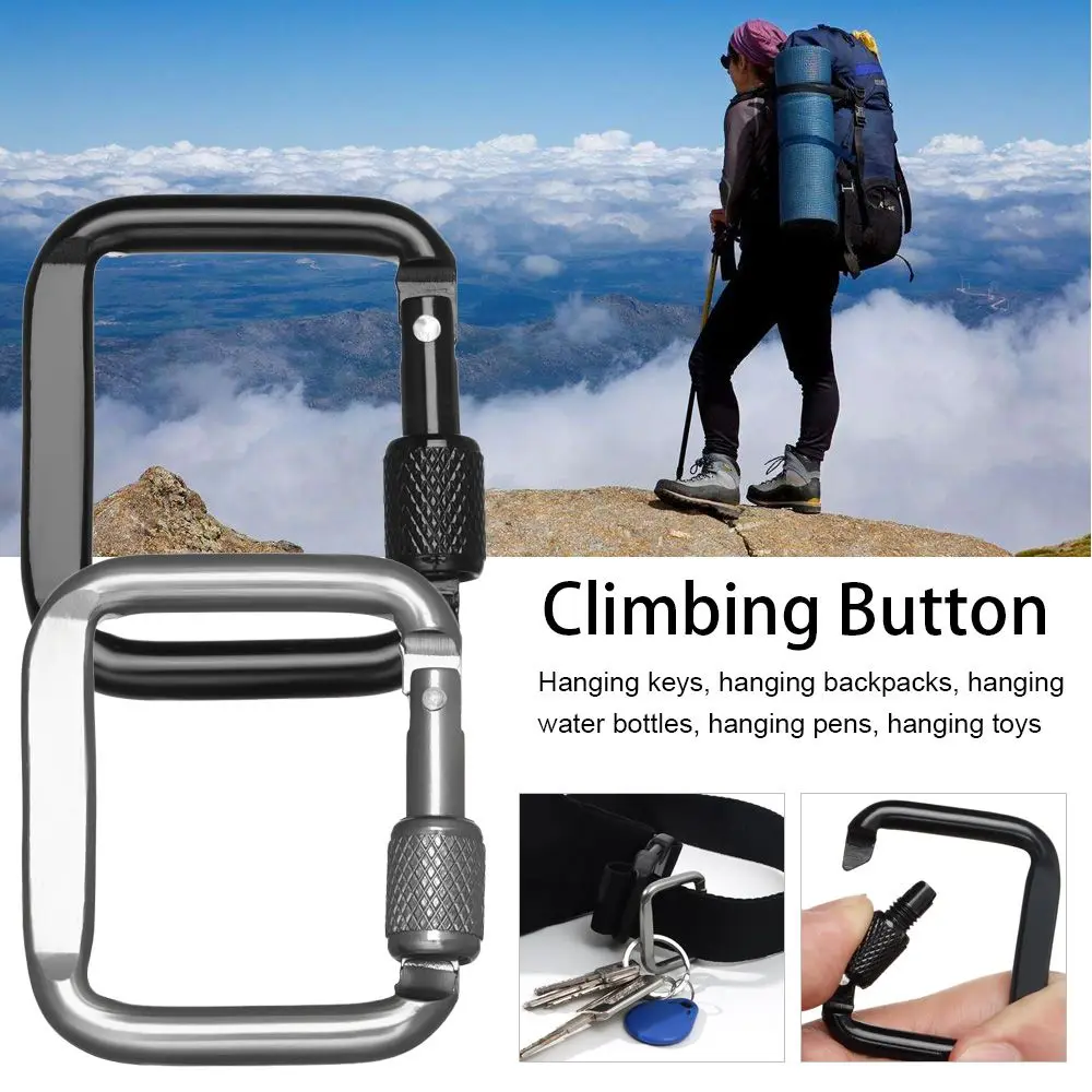 

Square Carabiner Outdoor Camping Hiking Keychain Snap Clip Hook Kettle Buckle Carabiner Outdoor Sports Accessories