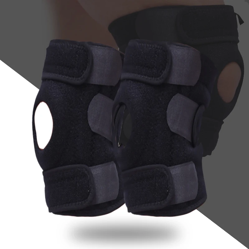 

1Pcs Adjustable Strap Elastic Patella Sports Support Brace Black Neoprene Kneepad Sports Safety Fitness Knee Support